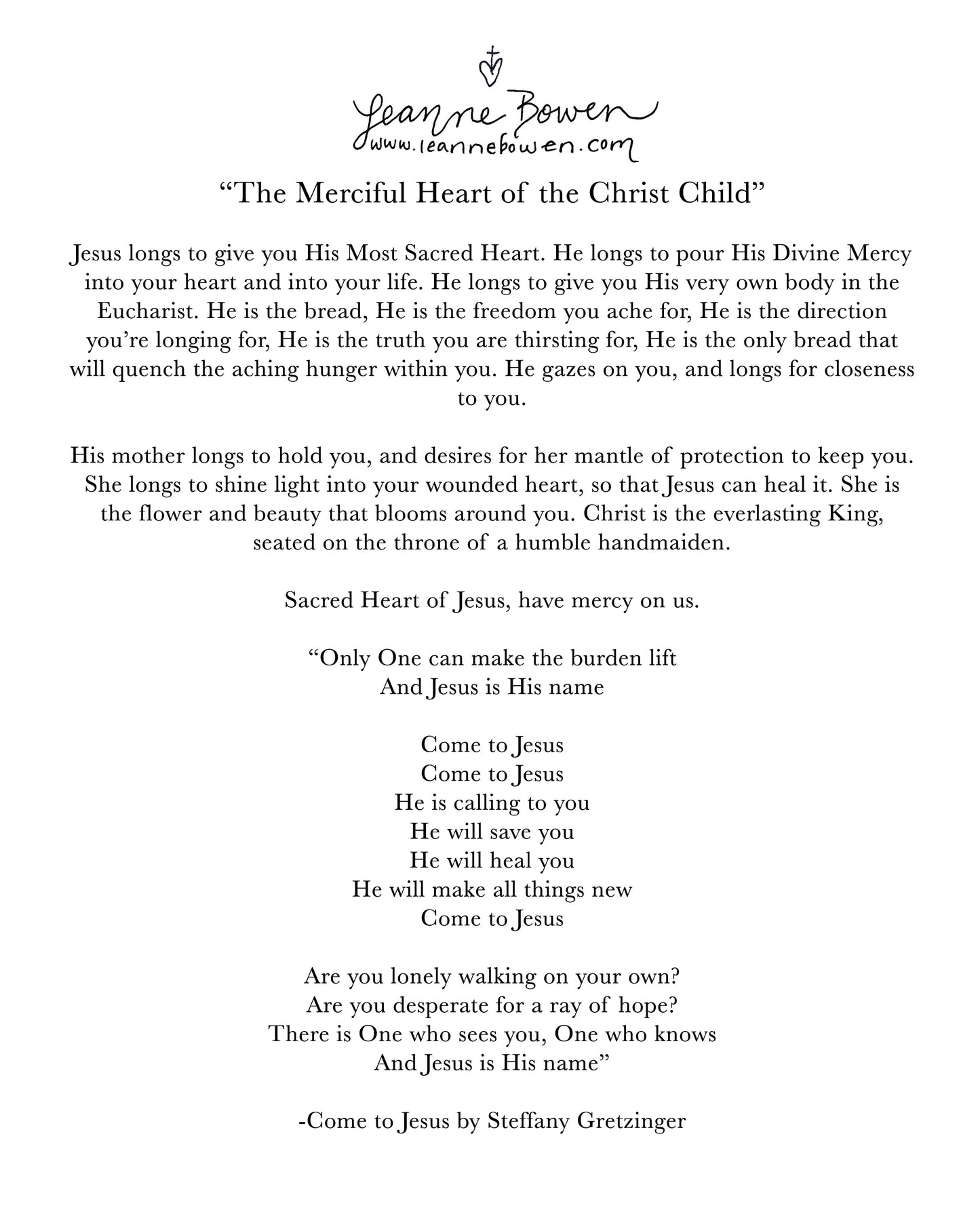 The Merciful Heart of the Christ Child