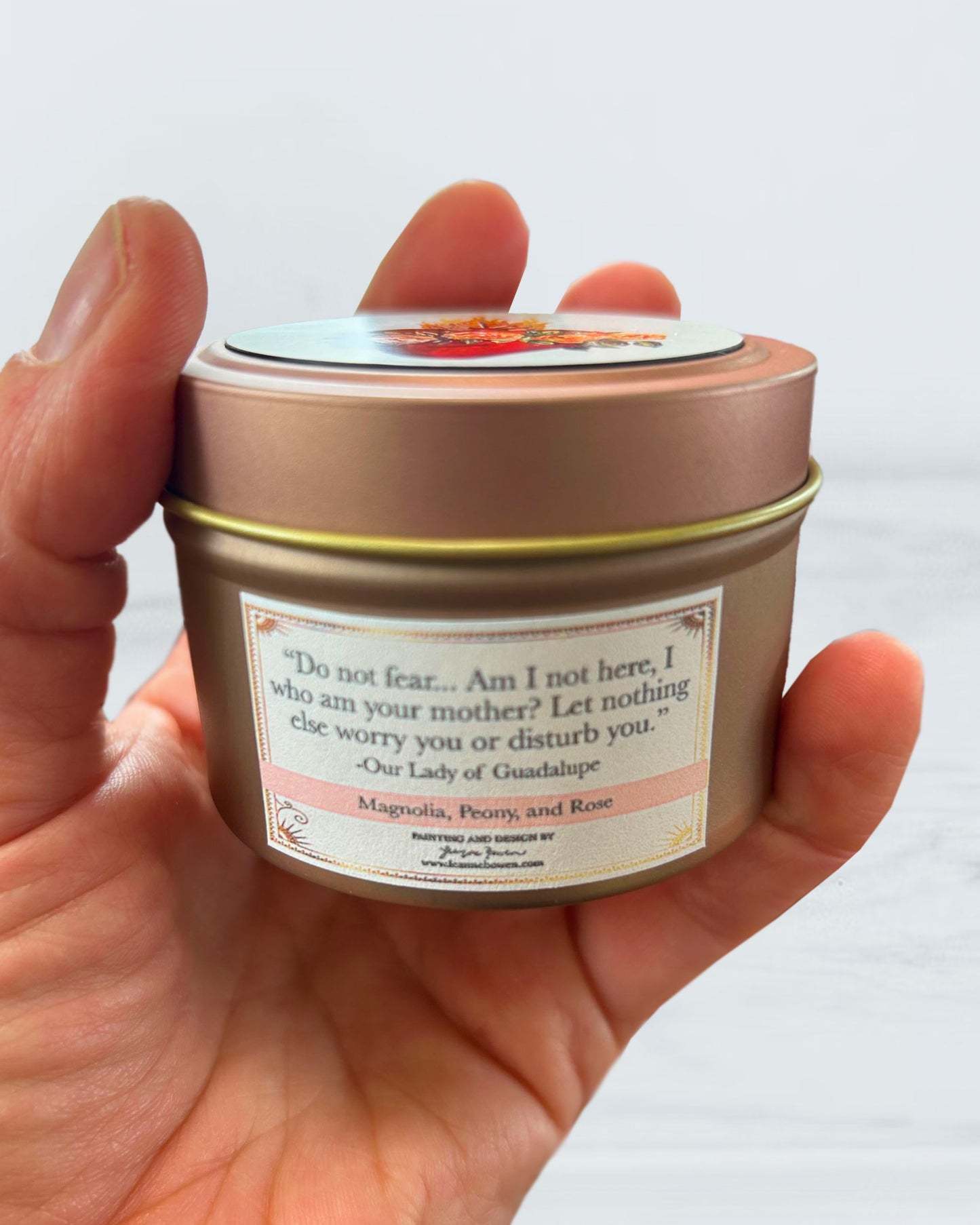 Immaculate Heart Candle Tin (Magnolia, Peony, & Rose)