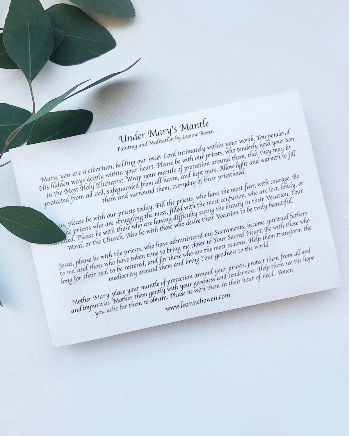 Under Mary's Mantle Priest Prayer Cards