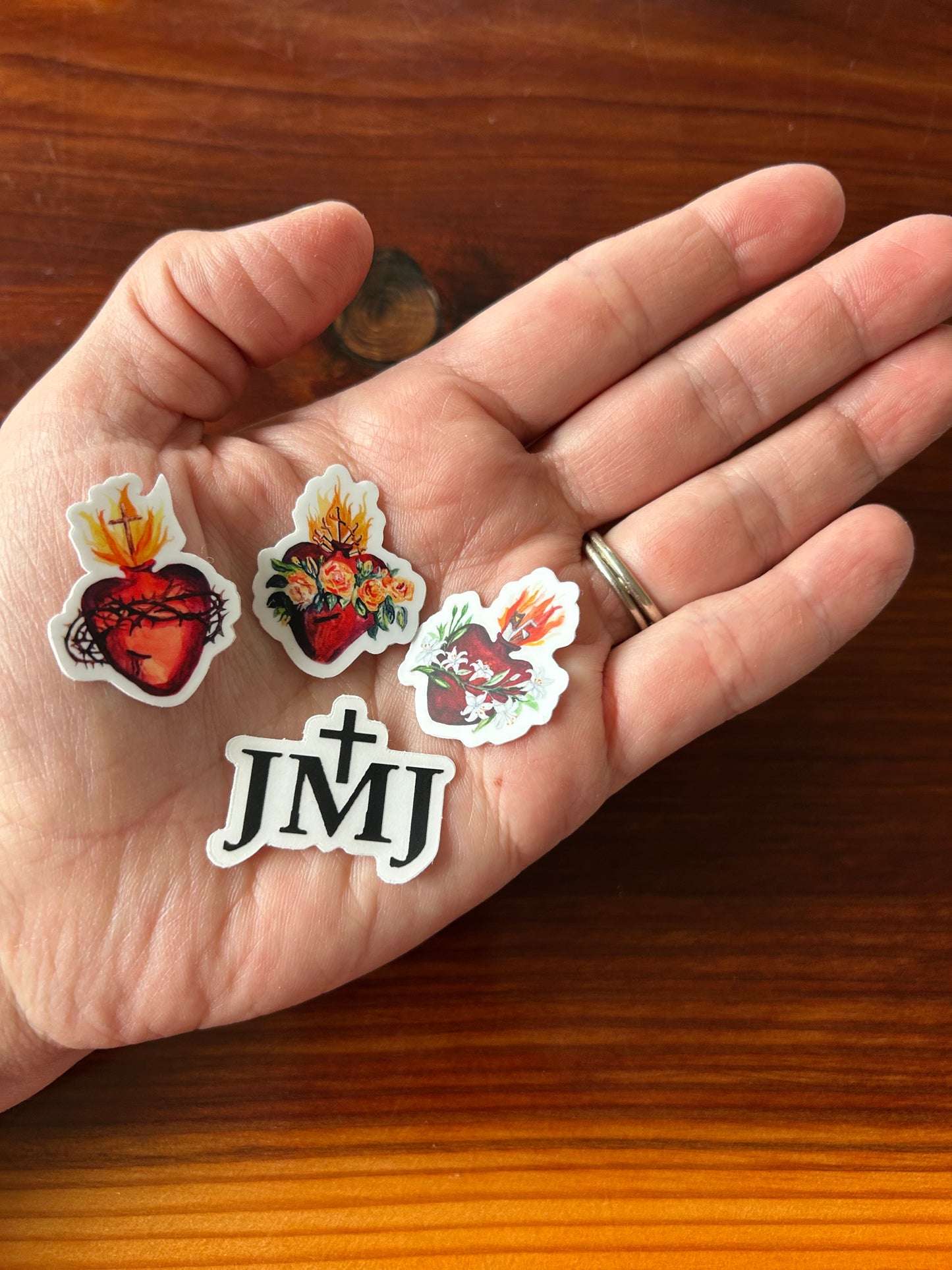 Best Stocking Stuffers- Mini 1" Hearts of the Holy Family Stickers