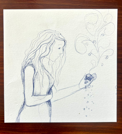 Morning Offering: Original Pen Sketch