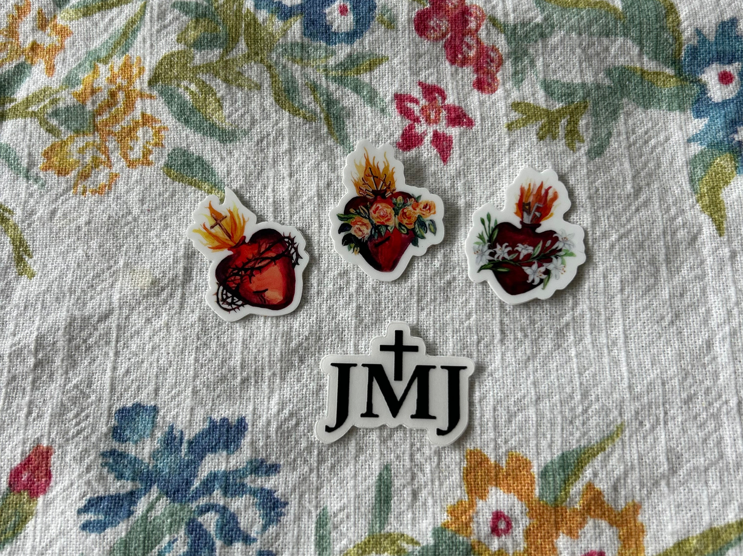 Best Stocking Stuffers- Mini 1" Hearts of the Holy Family Stickers