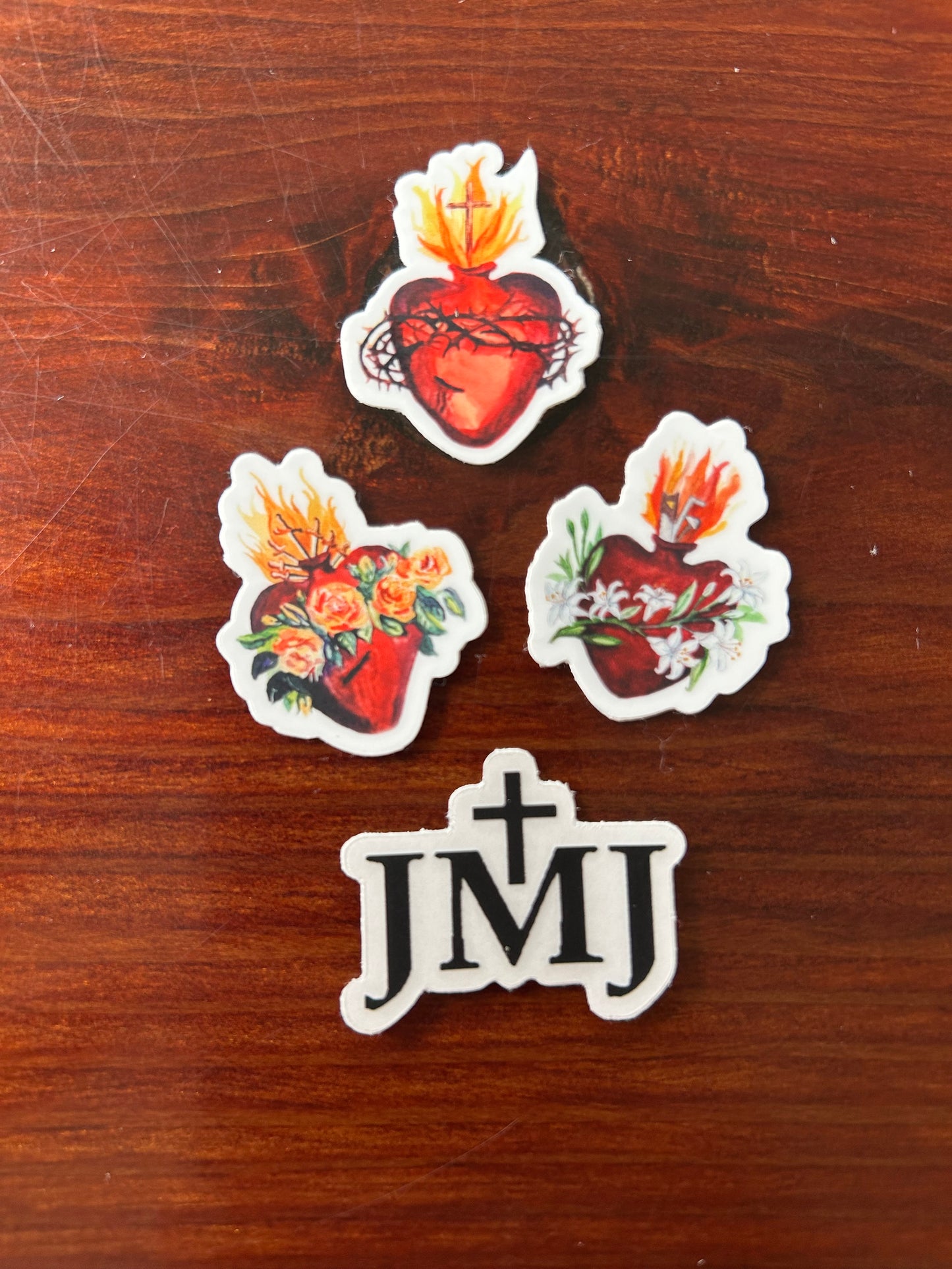 Best Stocking Stuffers- Mini 1" Hearts of the Holy Family Stickers