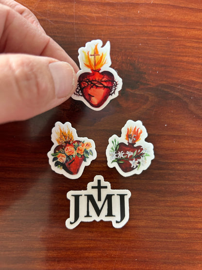 Best Stocking Stuffers- Mini 1" Hearts of the Holy Family Stickers