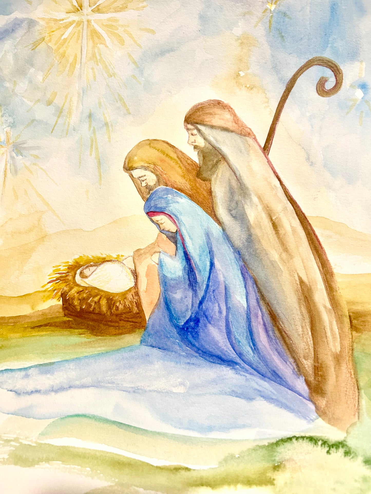 Prepare Him Room: Original Watercolor Painting