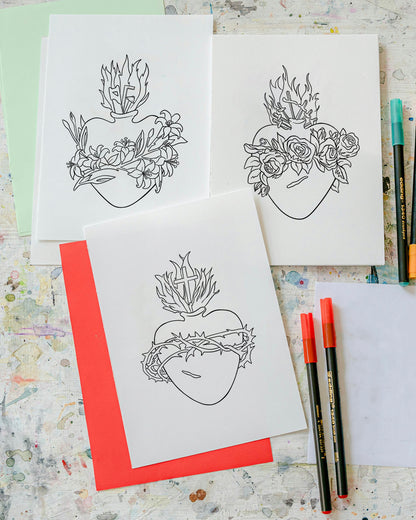 Sacred Hearts Coloring Pages (Digital Download)