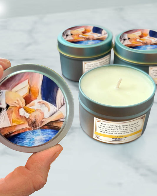 Baptism Candle Tin (Chrism Scented)