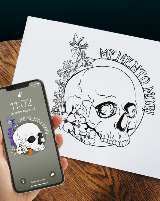 Memento Mori Coloring Page + Phone Wallpaper (Digital Download)