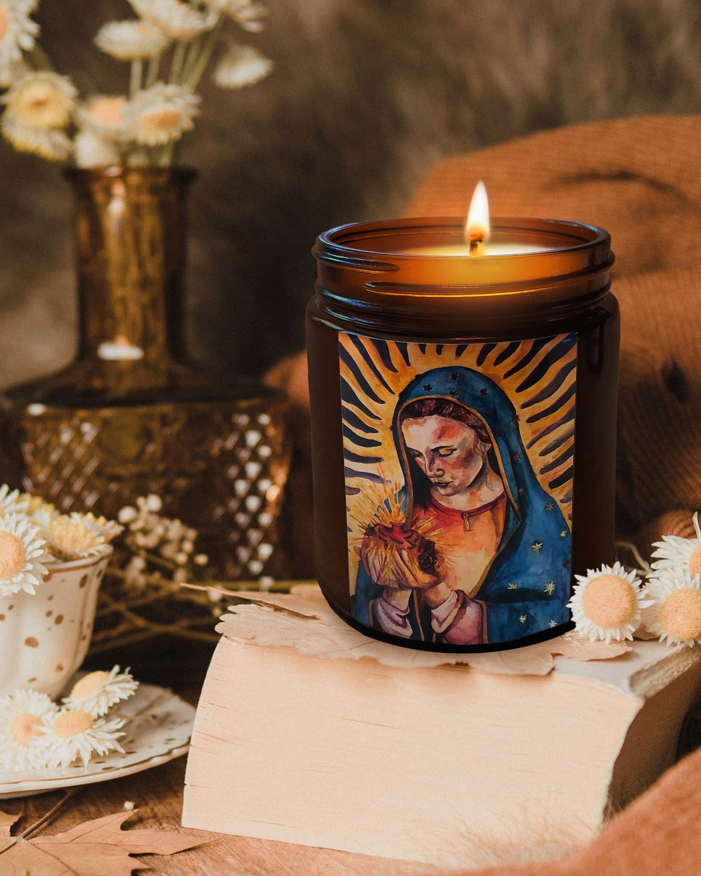 Our Lady Of Guadalupe Candle (Spanish Rose)